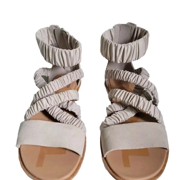 Sorel Ella II Ankle Strap Sandals Women’s Size 7 Ruched Taupe Gray - Picture 2 of 6